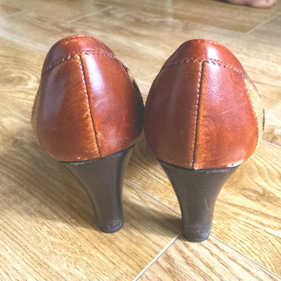 FRANCO SARTO Leopard Print Pony Hair Pumps w Leather Toe Cap & Heel Back size 9 - Picture 8 of 8